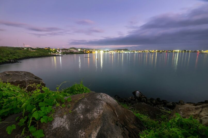 Puerto Baquerizo Moreno city's light at dusk